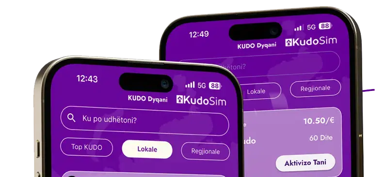 Aplikacioni Kudo eSIM në telefon